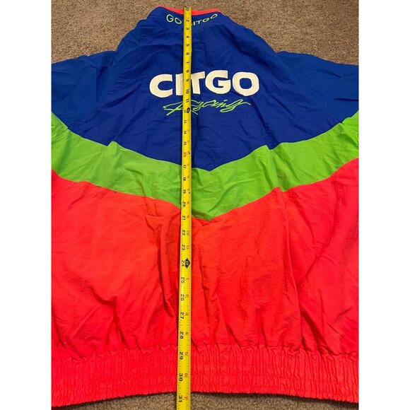 Vtg Citgo Racing NASCAR Windbreaker Jacket Sz L Neon Colorblock #21 Zip Bomber - Picture 5 of 6